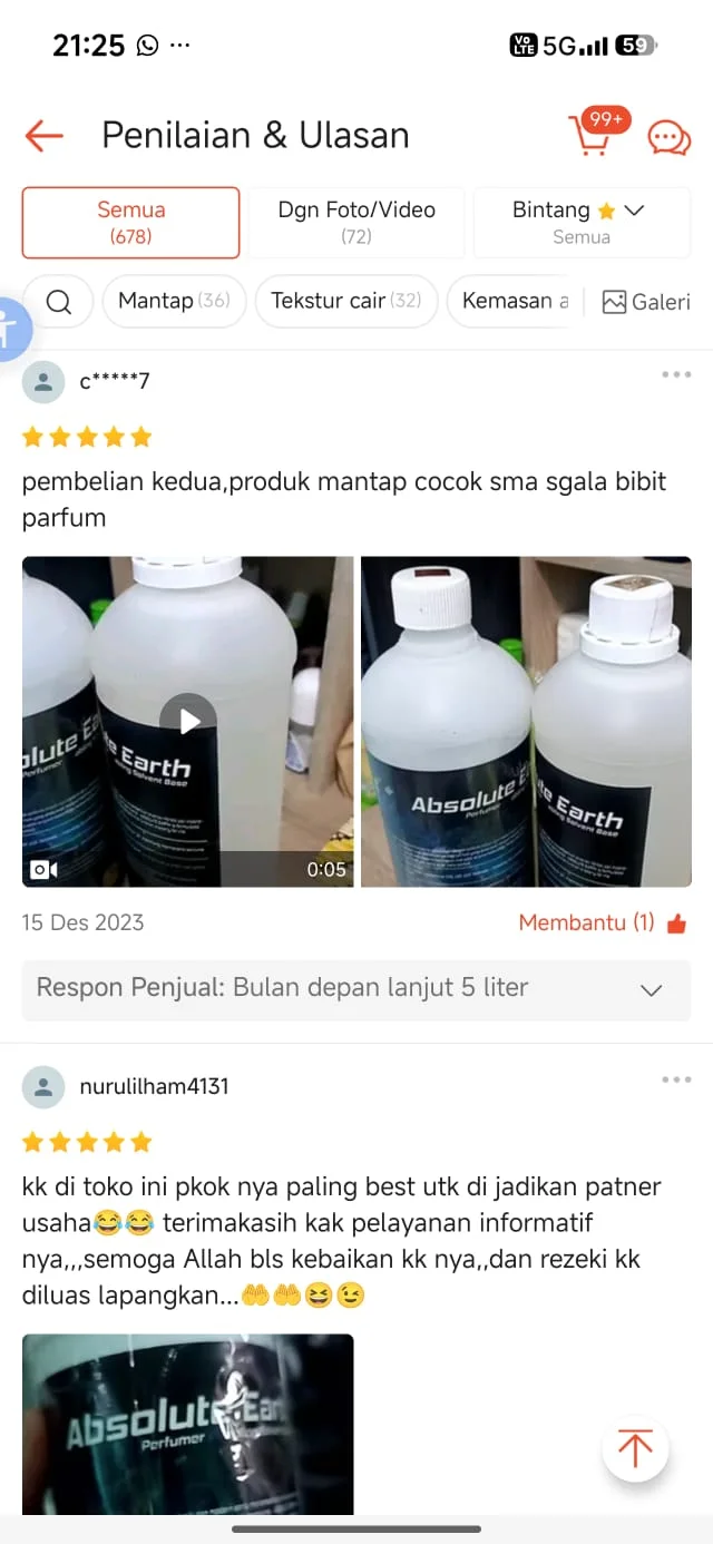 Hasil parfum dengan Absolute Earth - wangi tahan lama
